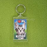 Plastic Keyring Kitten Tabby Light