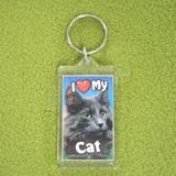 Plastic Keyring Cat Norwegian Grey