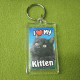 Plastic Keyring Kitten Black