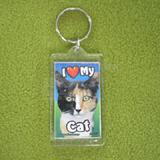 Plastic Keyring Cat Calico