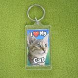 Plastic Keyring Cat Tabby Brown