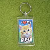 Plastic Keyring Kitten Orange