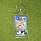 Plastic Keyring Kitten Orange