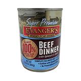 Evanger's Super Premium Beef Dinner Canned Dog Food 13-oz ea