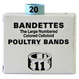 Poultry Numbered Leg Bands Blue Size 11 Numbered 1-25
