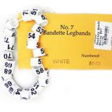 Poultry Numbered Leg Bands White Size 7 Numbered 51-75