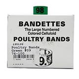 Poultry Numbered Leg Bands Green Size 9 Numbered 76-100