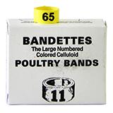 Poultry Numbered Leg Bands Yellow Size 11 Numbered 51-75