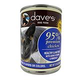 Dave's 95% Premium Meat Canned Dog Food Chicken 13oz case