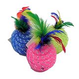 Glitter Rattleball with Feathers Cat Toy