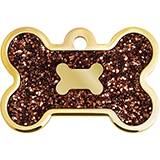 Engraved ID Tag Large Bone Bronze Glitter Epoxy