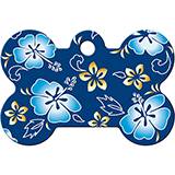 Engraved ID Tag Large Bone Hawaiian Blue