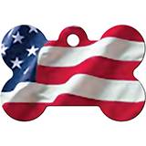 Engraved ID Tag Large Bone American Flag