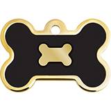 Engraved ID Tag Large Bone Black and Gold Epoxy
