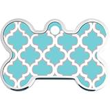Engraved ID Tag Large Blue Trellis