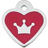 Engraved ID Tag Small Heart Red Crown Epoxy