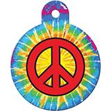 Engraved ID Tag Large Circle Tye Dye Peace