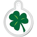 Engraved ID Tag Large Circle Raised Shamrock