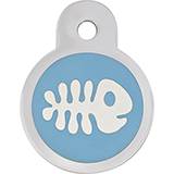 Engraved ID Tag Small Circle Blue Fish Epoxy