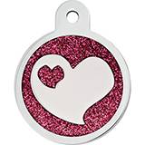 Engraved ID Tag Large Circle Glitter Heart Epoxy