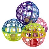 Spot Lattice Multicolored Balls with Bells for Cats Toy 4 Pk