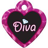 Engraved ID Tag Small Heart Diva