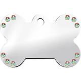 Engraved ID Tag Large Bone Chrome Aurora Crystal
