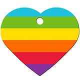 Engraved ID Tag Large Heart Rainbow Stripe