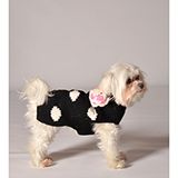Handmade Dog Sweater Black Flower Polka Dot XSmall