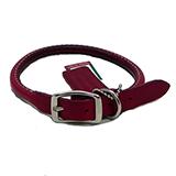 Circle T Leather Dog Collar Rolled Red 24 inch