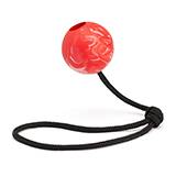 Rubber Euro Ball with Rope 2.75 in for Dogs