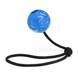 Rubber Euro Ball Blue with Rope 2.75 in for Dogs