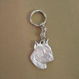 Pewter Key Chain I Love My Pit Bull Terrier Cropped
