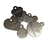 Chrome-Plated Engraved ID Tags Round/Heart/Bone/Military