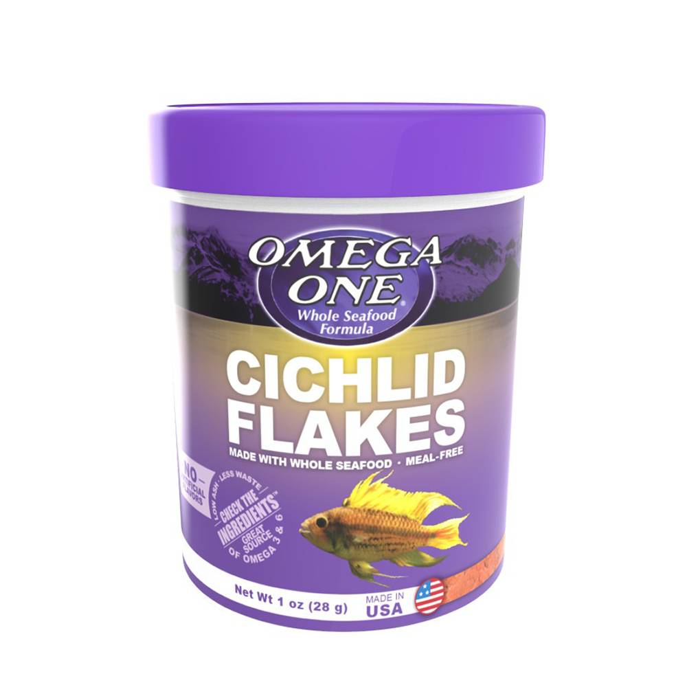 Omega One Cichlid Flakes Fish Food 1 ounce