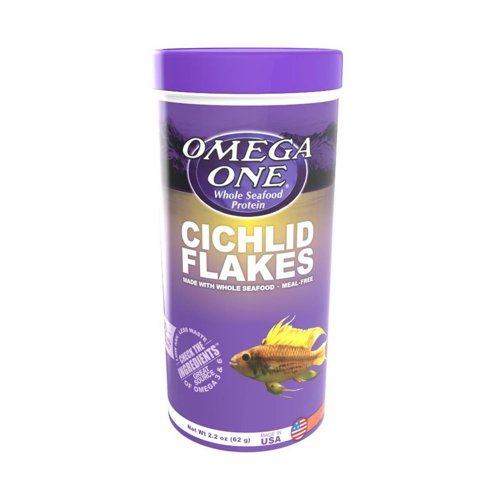 Omega One Cichlid Flakes Fish Food 2.2 ounce