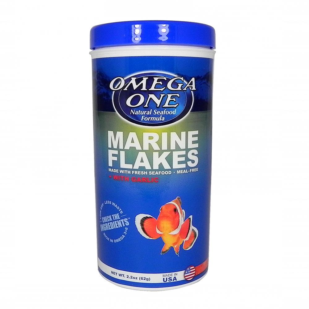 Omega One Garlic Marine Flakes Fish Food 2.2 ounce