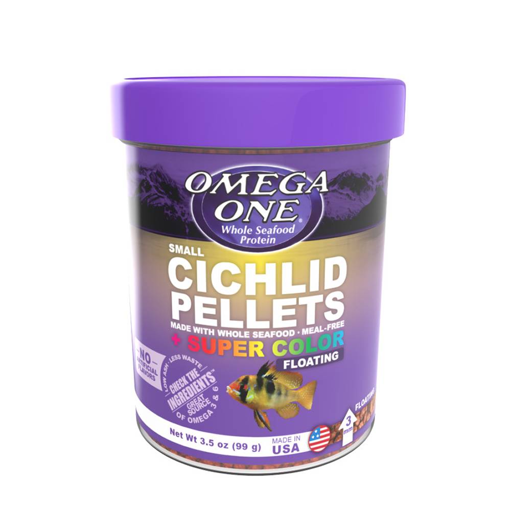 Omega One Small Floating Cichlid Pellets Fish Food 3.5-oz