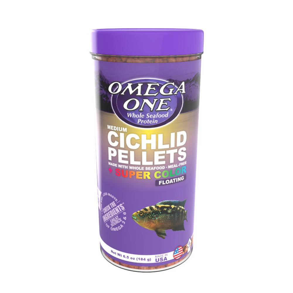 Omega One Medium Floating Cichlid Pellets Fish Food 6.5-oz