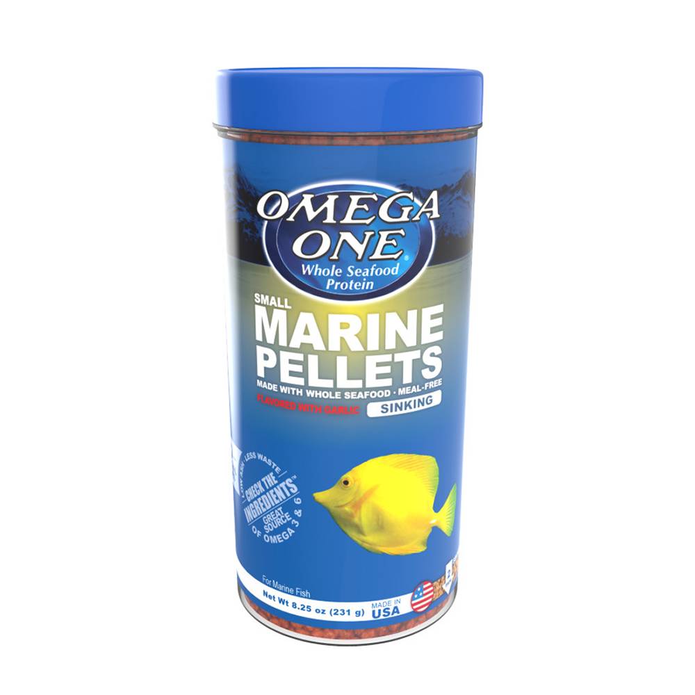 Omega One Garlic Marine Pellets Fish Food 8.25 ounce