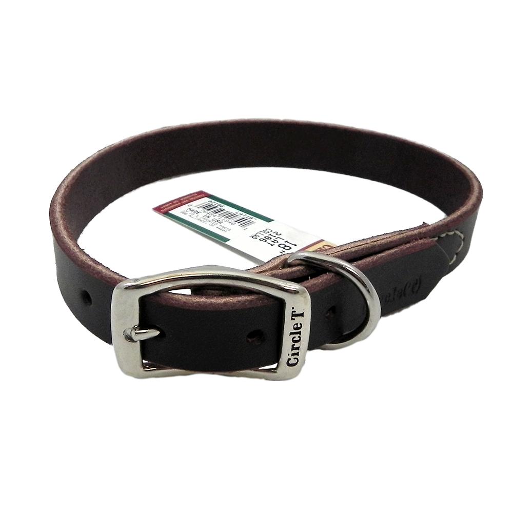 Circle T Latigo Single Layer Leather Dog Collar 18 inch