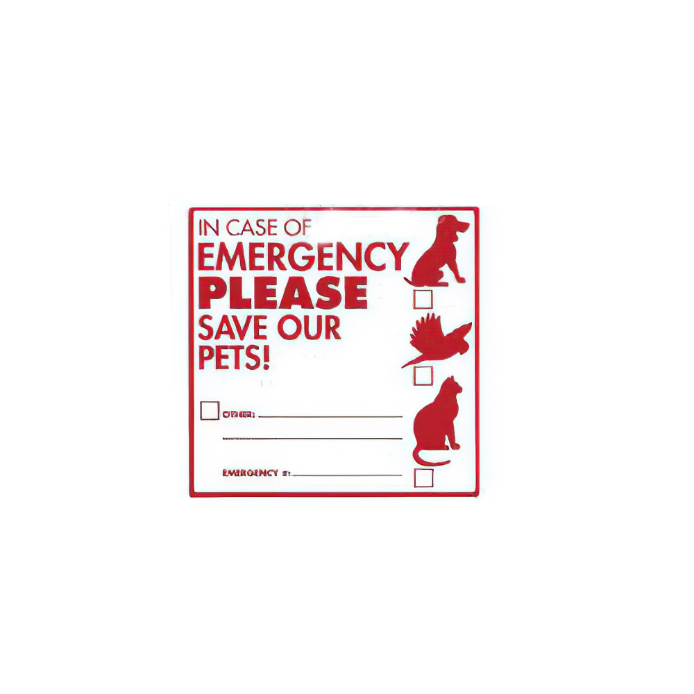 Decal In Case of Emergency PLEASE Save Our Pets!