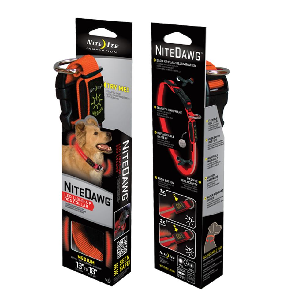 Nite Ize Night-Dawg Lighted LED Dog Collar Orange Medium