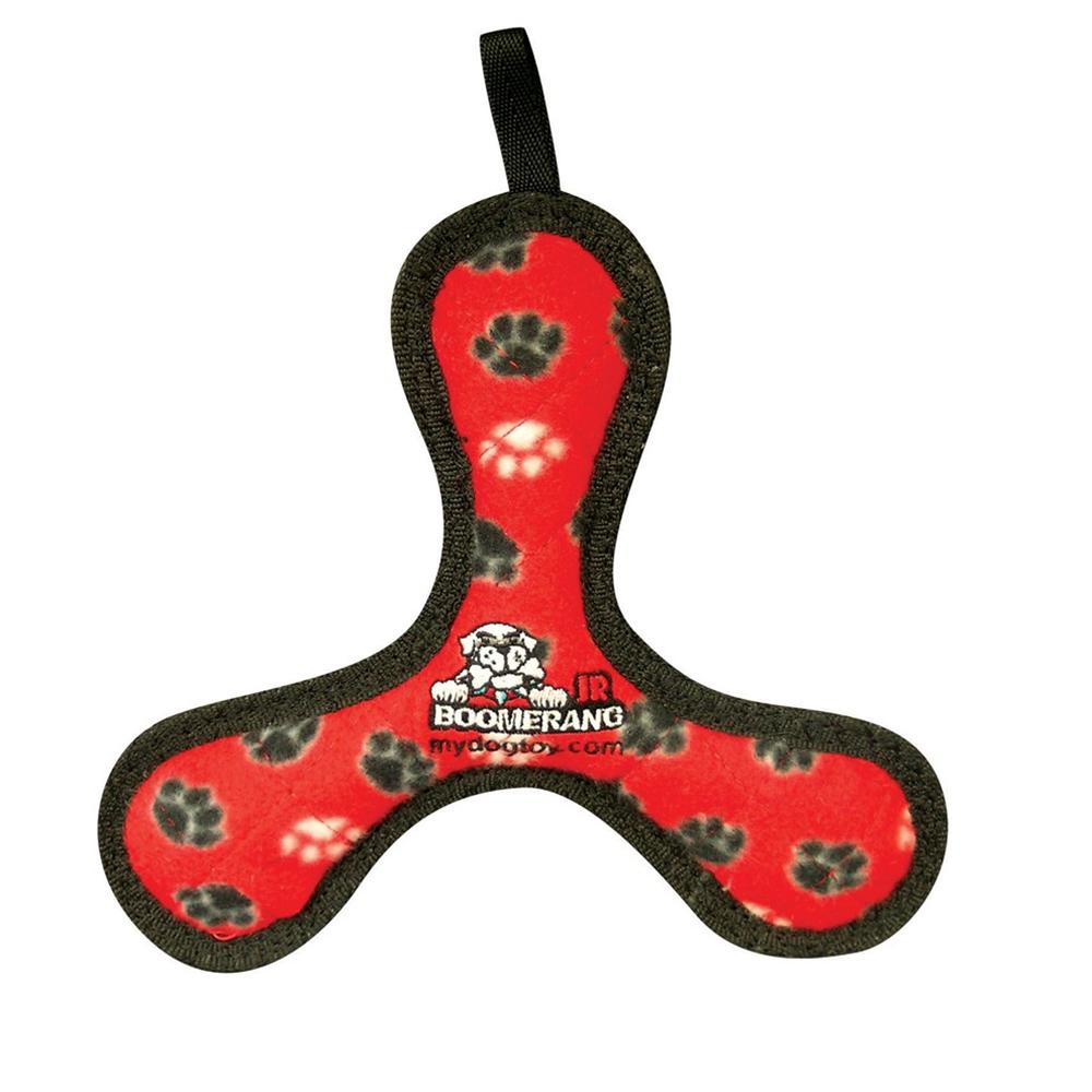 Tuffy's Bowmerang Jr Red Paw Design Dog Toy