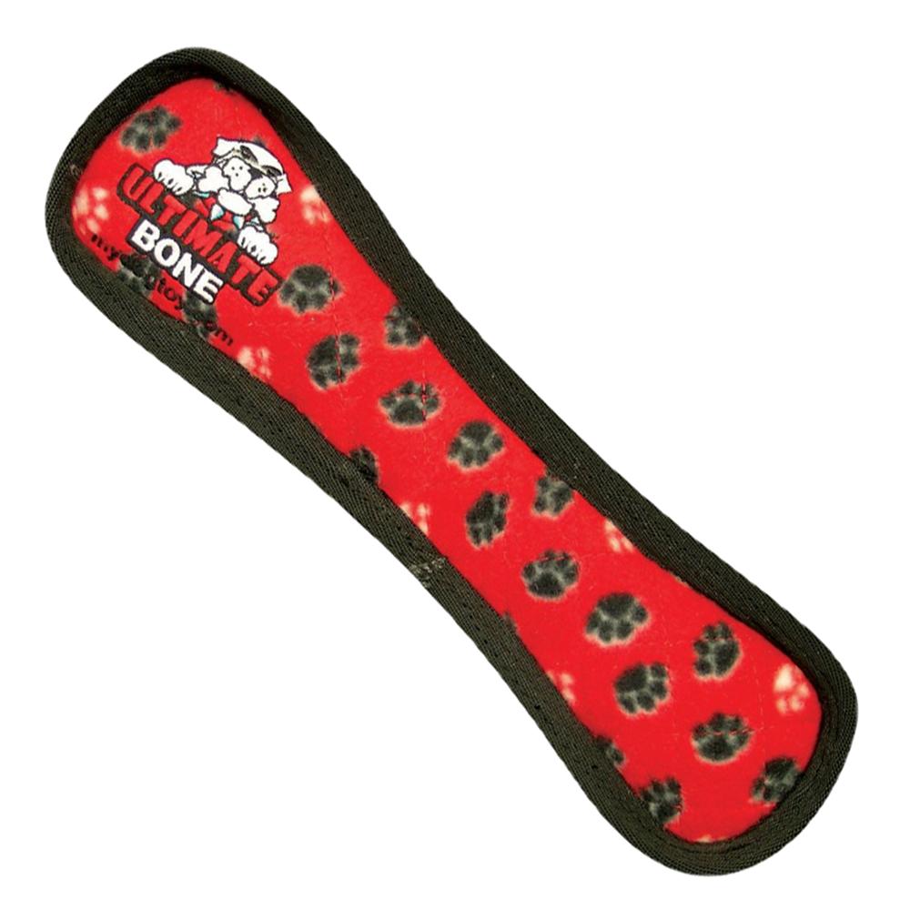 Tuffy's Ultimate Stone Bone Red Paw Print Dog Toy