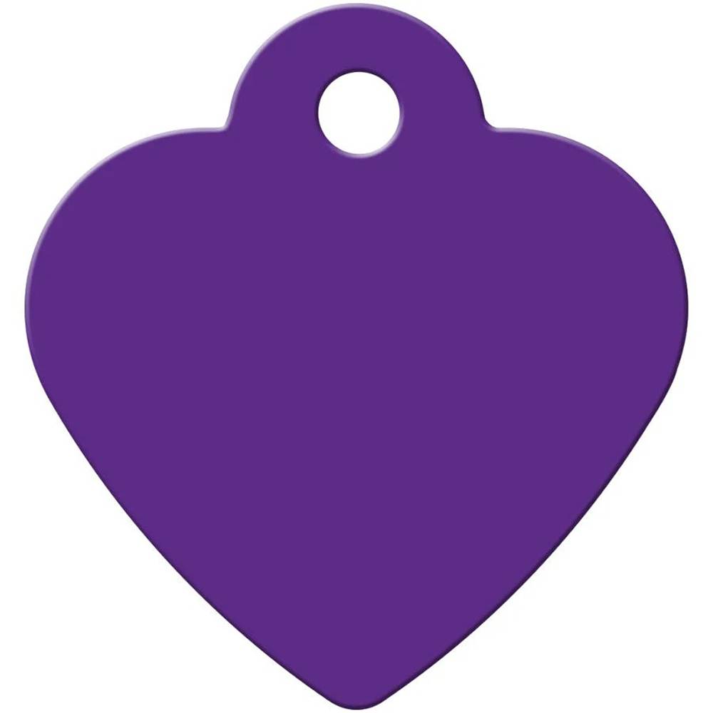 Engraved ID Tag Heart Purple Small