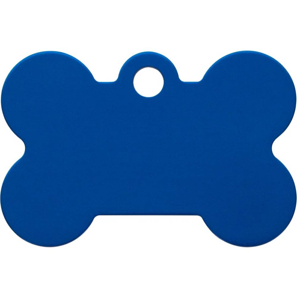 Engraved ID Tag Large Bone Dark Blue