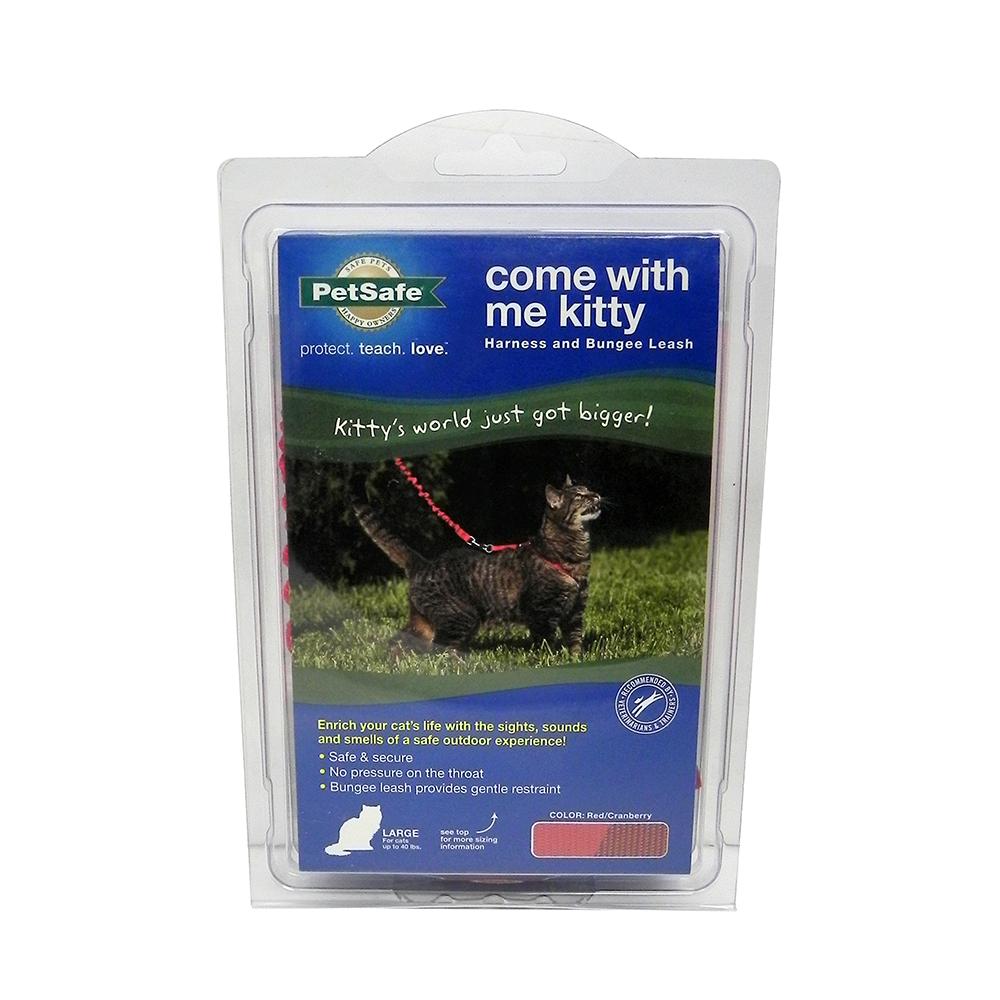 Come With Me Kitty Harness & Bungee Leash Red Lg