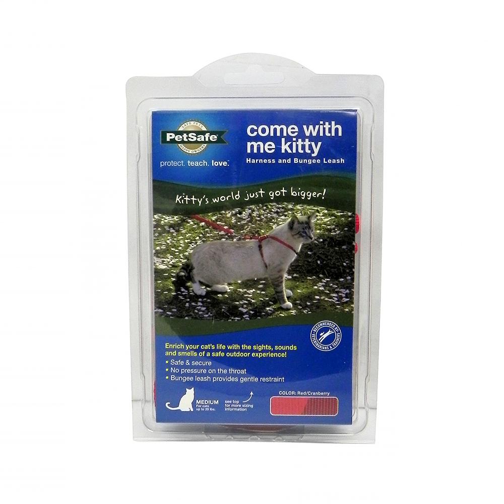 Come With Me Kitty Harness & Bungee Leash Red Md