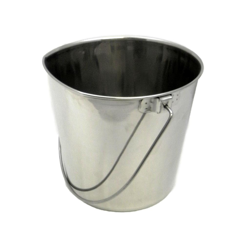 Stainless Flat Side Animal Feeding Pail 6 qt